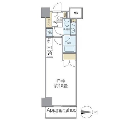 東京都杉並区和田１丁目[1R/26.66m2]の間取図