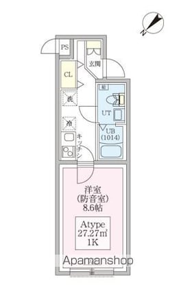 東京都練馬区北町７丁目[1K/27.27m2]の間取図