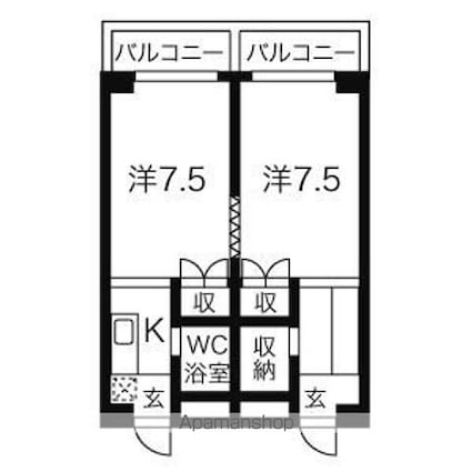 愛知県瀬戸市中品野町[2K/40m2]の間取図
