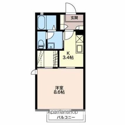 マウントⅠ[1K/32.48m2]の間取図