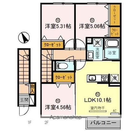 ノーブル萩[3LDK/63.36m2]の間取図
