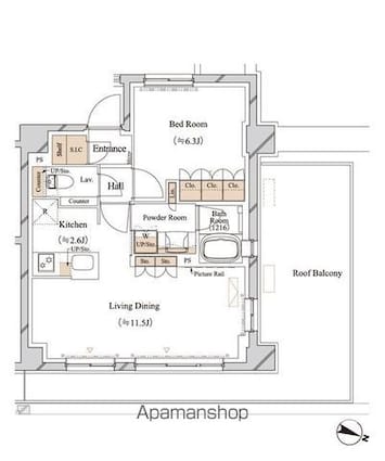 ブランシエスタ江古田[1LDK/46.67m2]の間取図