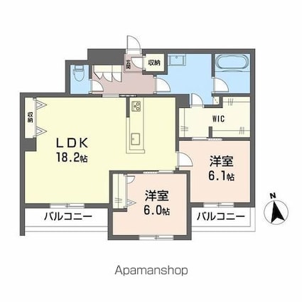ベレオ安宅[2LDK/74.93m2]の間取図
