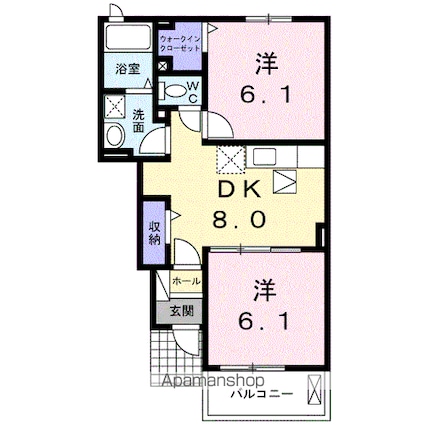 ブライトネス[2DK/45.77m2]の間取図