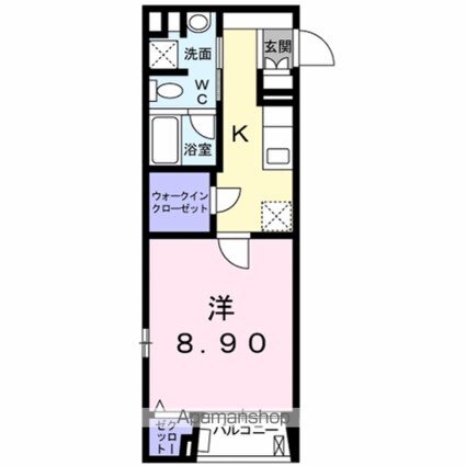 シュトラーレ四番町[1K/34.4m2]の間取図