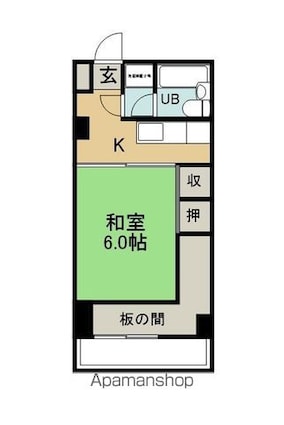 長野県長野市中御所３丁目[1K/24.93m2]の間取図