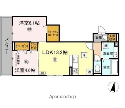 広島県広島市安佐南区東原２丁目[2LDK/56.93m2]の間取図