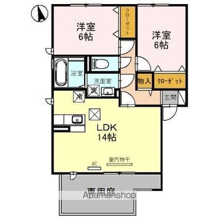 プルーリオン　Ｓ棟[2LDK/62.1m2]の間取図