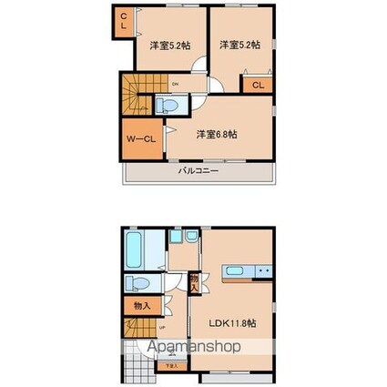 サンクレストＣ[3LDK/74.85m2]の間取図