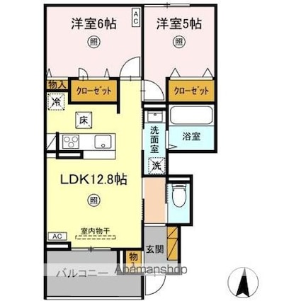 Ｌａ　ｍｅｒ　Ｋｏｕ（ラ・メール　コウ）[2LDK/55.85m2]の間取図