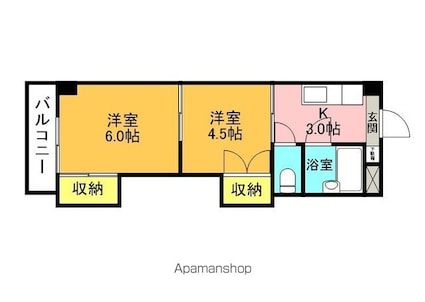 プレアール松前[2K/28.35m2]の間取図