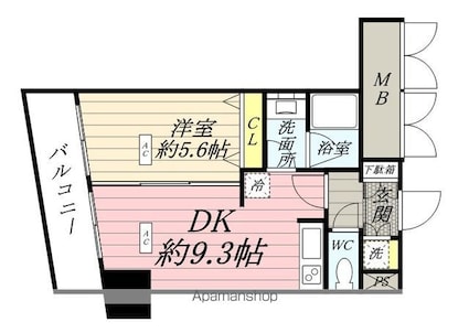 グランハイツ高田馬場[1DK/35.46m2]の間取図