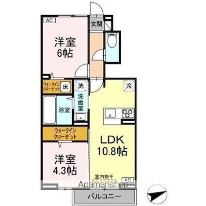 グランシャリオⅡ[2LDK/50.38m2]の間取図