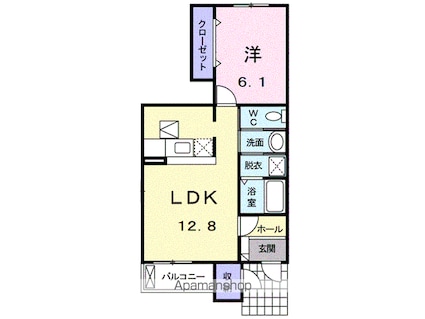 ボンヌ・シャンス・ガーデンＡ[1LDK/46.03m2]の間取図