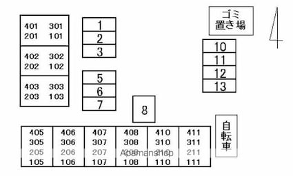 フラワーマンション（松福町）[1K/30.66m2]の配置図
