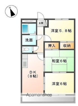 ファミール北川[3DK/57.3m2]の間取図