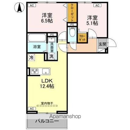 ＤーＲＯＯＭ新井町[2LDK/53.76m2]の間取図