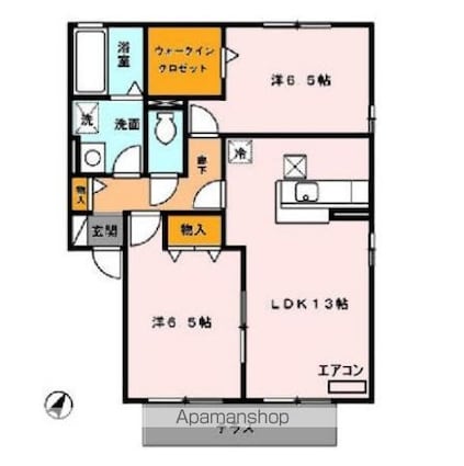 ベルジェ　ＩＩＩ[2LDK/62.1m2]の間取図