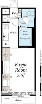 東京都板橋区赤塚２丁目[1K/26.08m2]の間取図