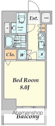 コンシェリア新宿ＨＩＬＬＳＩＤＥ　ＳＱＵＡＲＥ[1K/25.46m2]の間取図