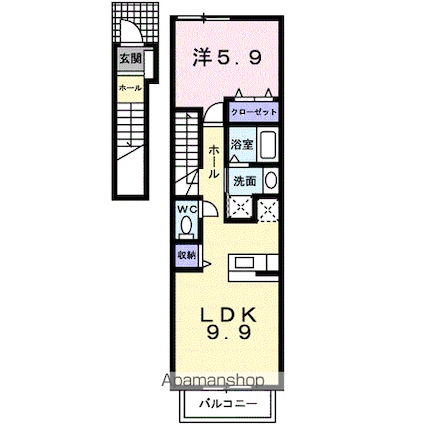 アンソレイユアオキⅡＢ[1LDK/41.98m2]の間取図