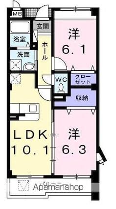 和歌山県和歌山市栄谷[2LDK/53.09m2]の間取図