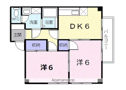 エミネンスきさらぎ[2DK/44.04m2]の間取図
