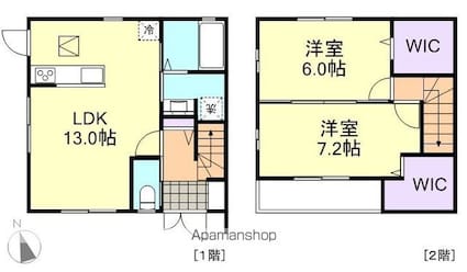 岡山県倉敷市中島[2LDK/66.24m2]の間取図
