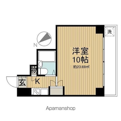 ソシアルＫＥＮ[1K/23.69m2]の間取図