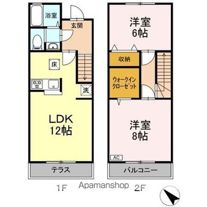 ソシアハイツ　Ａ[2LDK/65.08m2]の間取図