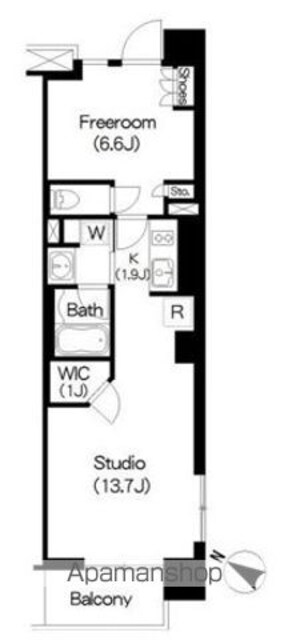 Ｂｒｉｌｌｉａ　ｉｓｔ　三軒茶屋　ブラッサムテラス[1R/49.11m2]の間取図