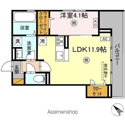 レ・セーナ八幡[1LDK/40.74m2]の間取図