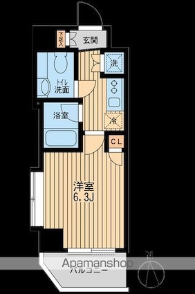 スペーシア池尻大橋[1K/23.46m2]の間取図