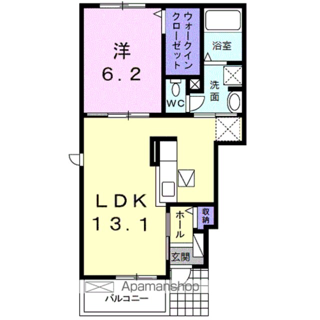 リヴェール土入　Ⅱ[1LDK/45.27m2]の間取図