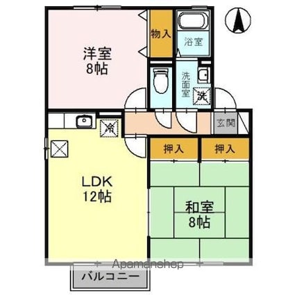 サザンヴィレッジ　Ｂ棟[2LDK/61.3m2]の間取図