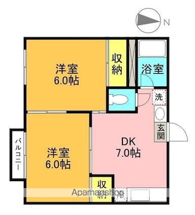 司コーポ　Ａ棟[2DK/36.36m2]の間取図