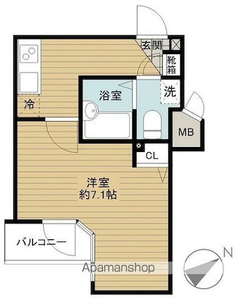 ガラ・シティ五反田[1K/22.26m2]の間取図