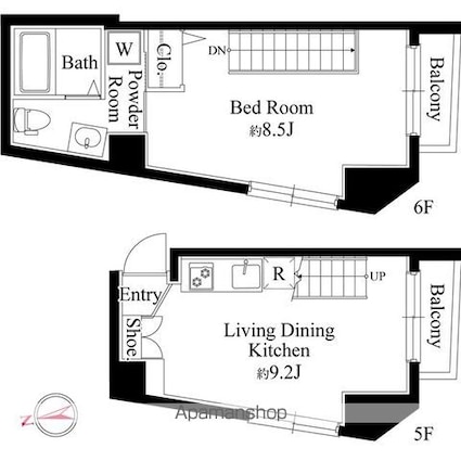 ジュネス板橋[1LDK/37.46m2]の間取図