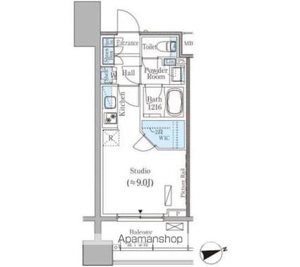 パークアクシス御茶ノ水ヒルトップ[1R/26.37m2]の間取図