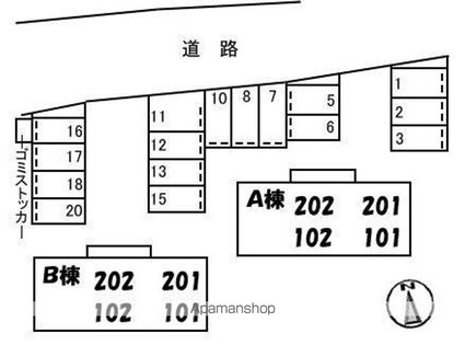 ディライフルＡ・Ｂ棟[3LDK/65.79m2]の配置図