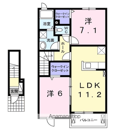 セイバリーヒル　Ⅱ[2LDK/57.64m2]の間取図