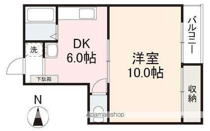 松本ビル（栗林）[1DK/36m2]の間取図