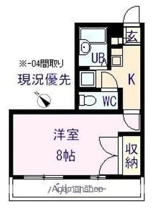 サンフラワー山波[1K/24.84m2]の間取図
