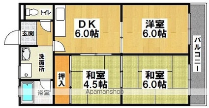 シャトー原山台[3DK/49.68m2]の間取図