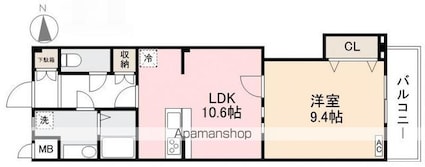 サウスプラザ六条[1LDK/49.6m2]の間取図