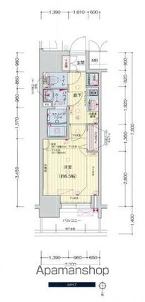 プレサンス広小路通　葵[1K/23.4m2]の間取図