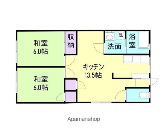 あすなろ荘[2LDK/58.32m2]の間取図