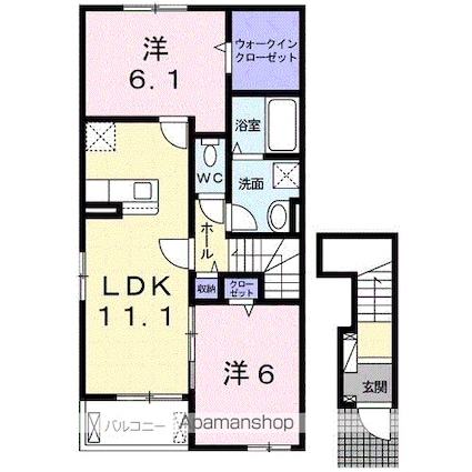 レットル・ダムールＫ[2LDK/58.64m2]の間取図