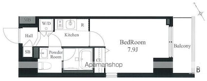 ラティエラ秋葉原[1K/25.78m2]の間取図