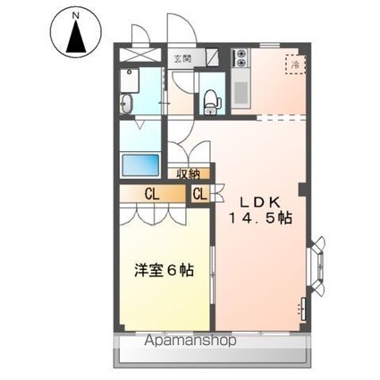 グリシーナ[1LDK/45.63m2]の間取図